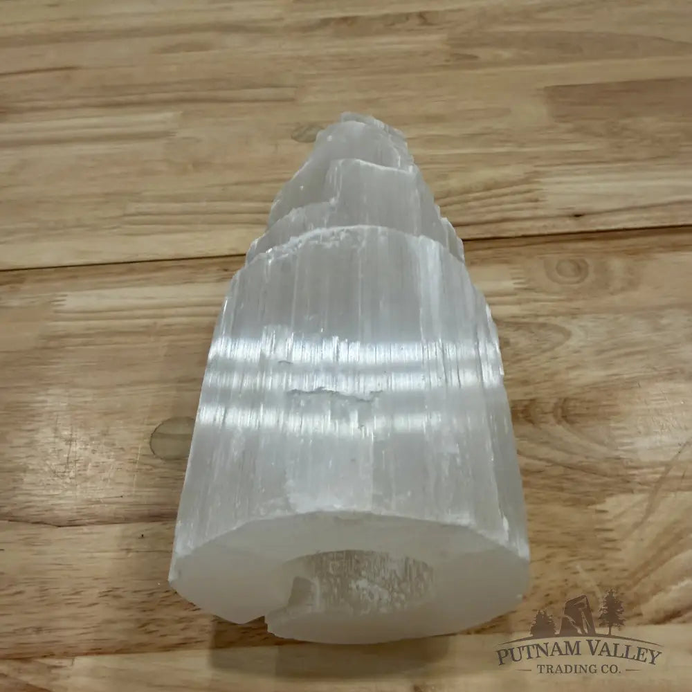 Selenite Stepped Tower Lamp | Morocco - Lamp