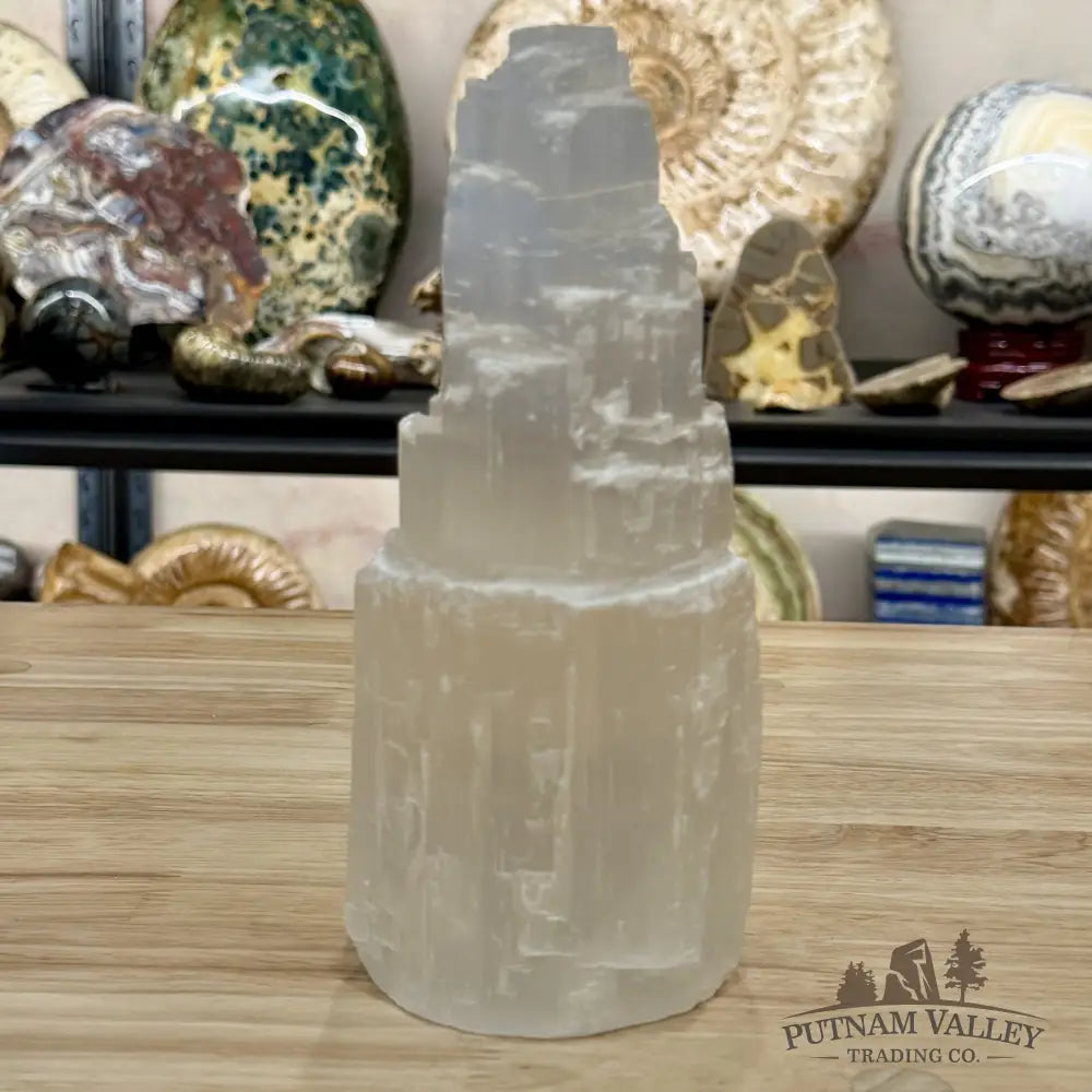 Selenite Stepped Tower Lamp | Morocco - Lamp
