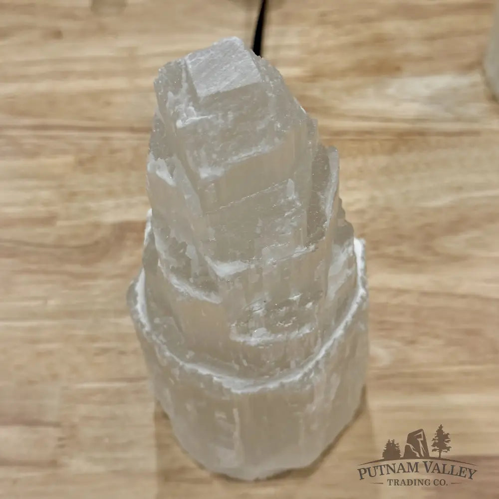Selenite Stepped Tower Lamp | Morocco - Lamp