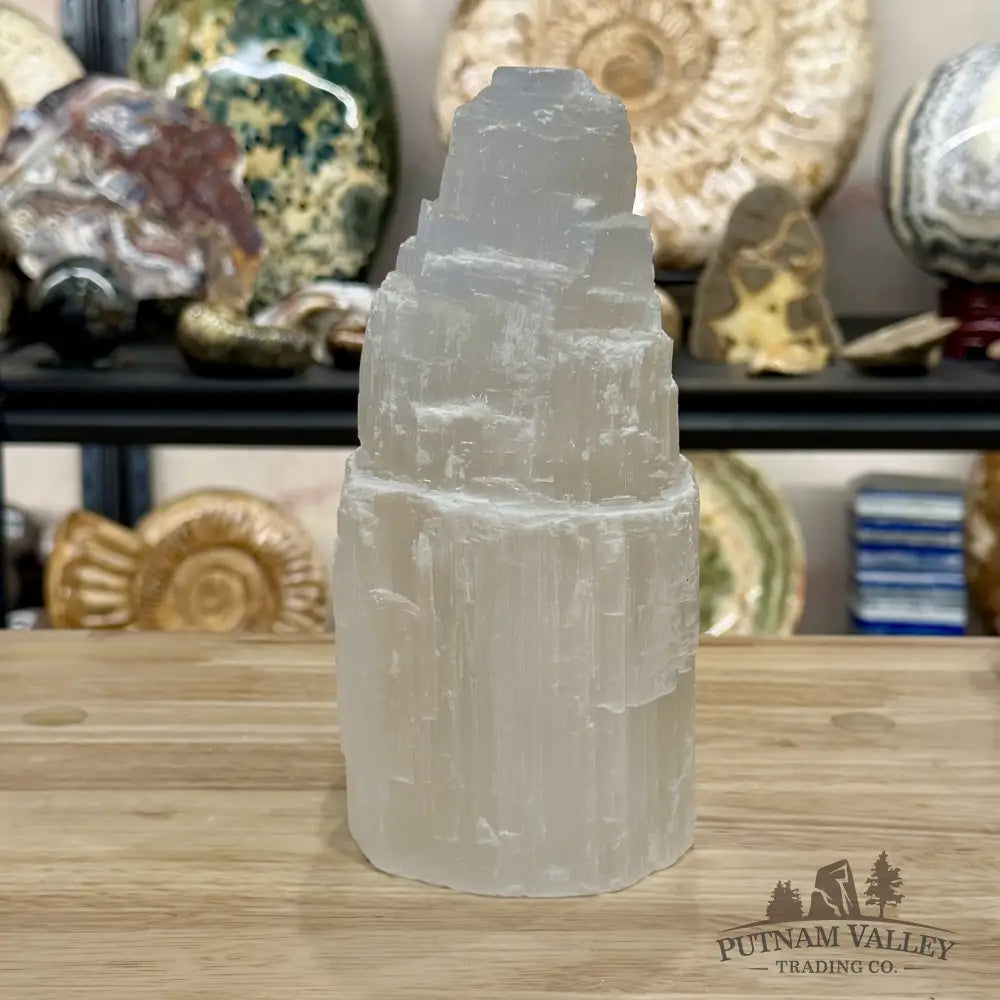 Selenite Stepped Tower Lamp | Morocco - Lamp