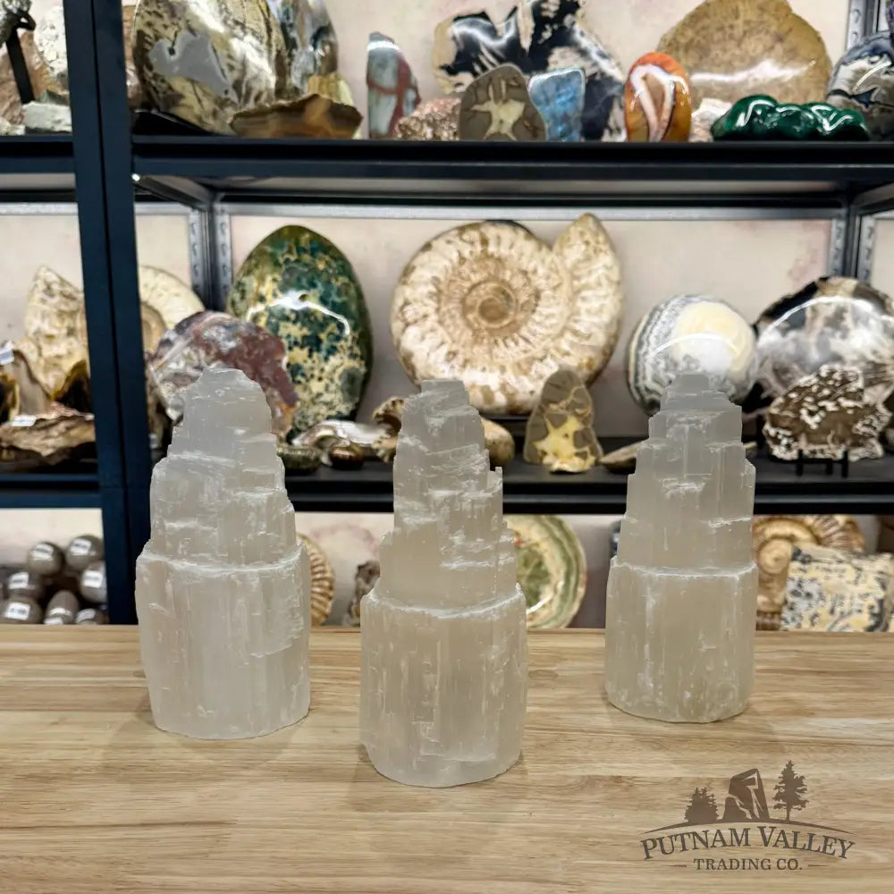 Selenite Stepped Tower Lamp | Morocco - Lamp