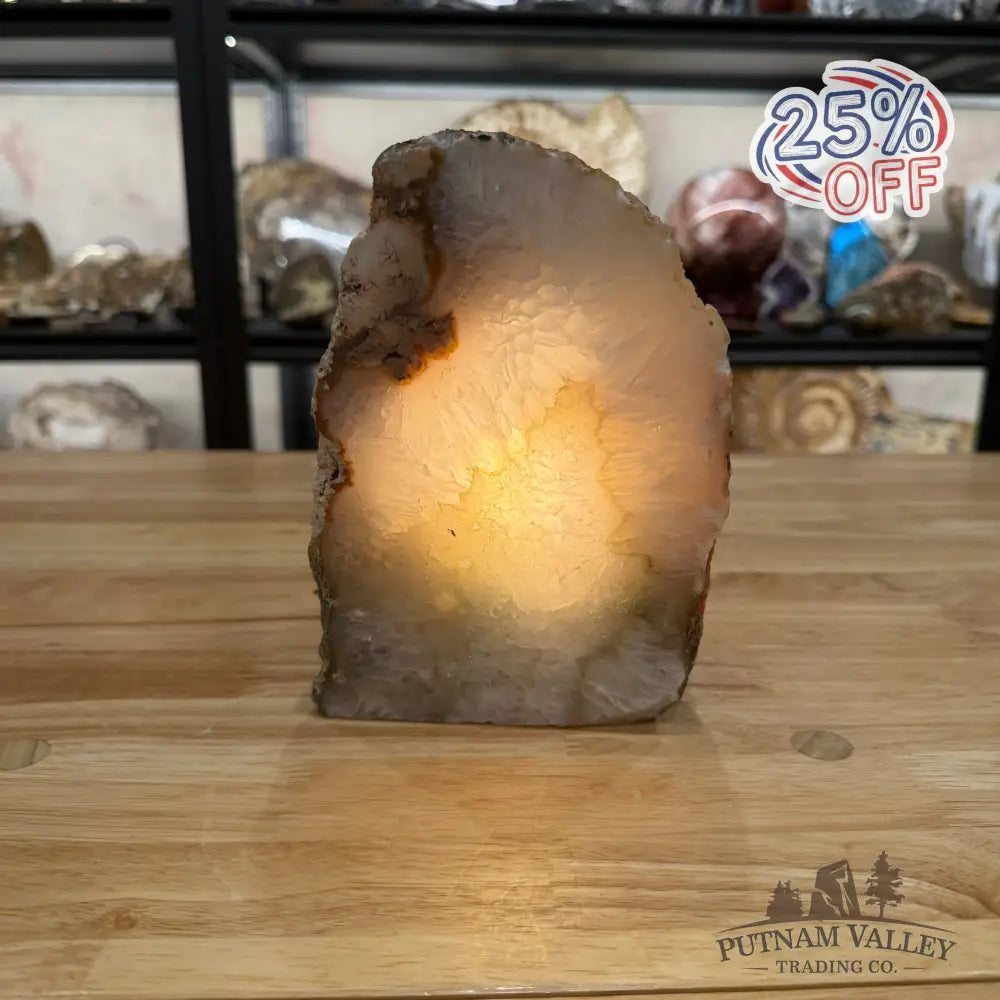 Natural Edge Polished Agate Lamp - Lamp