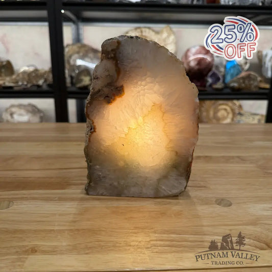 Natural Edge Polished Agate Lamp - Lamp