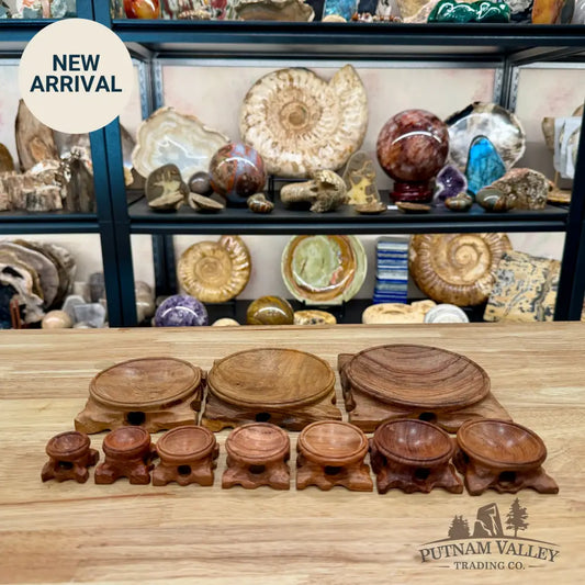 Natural Wood Sphere Stand, With Feet - Stands & Accessories