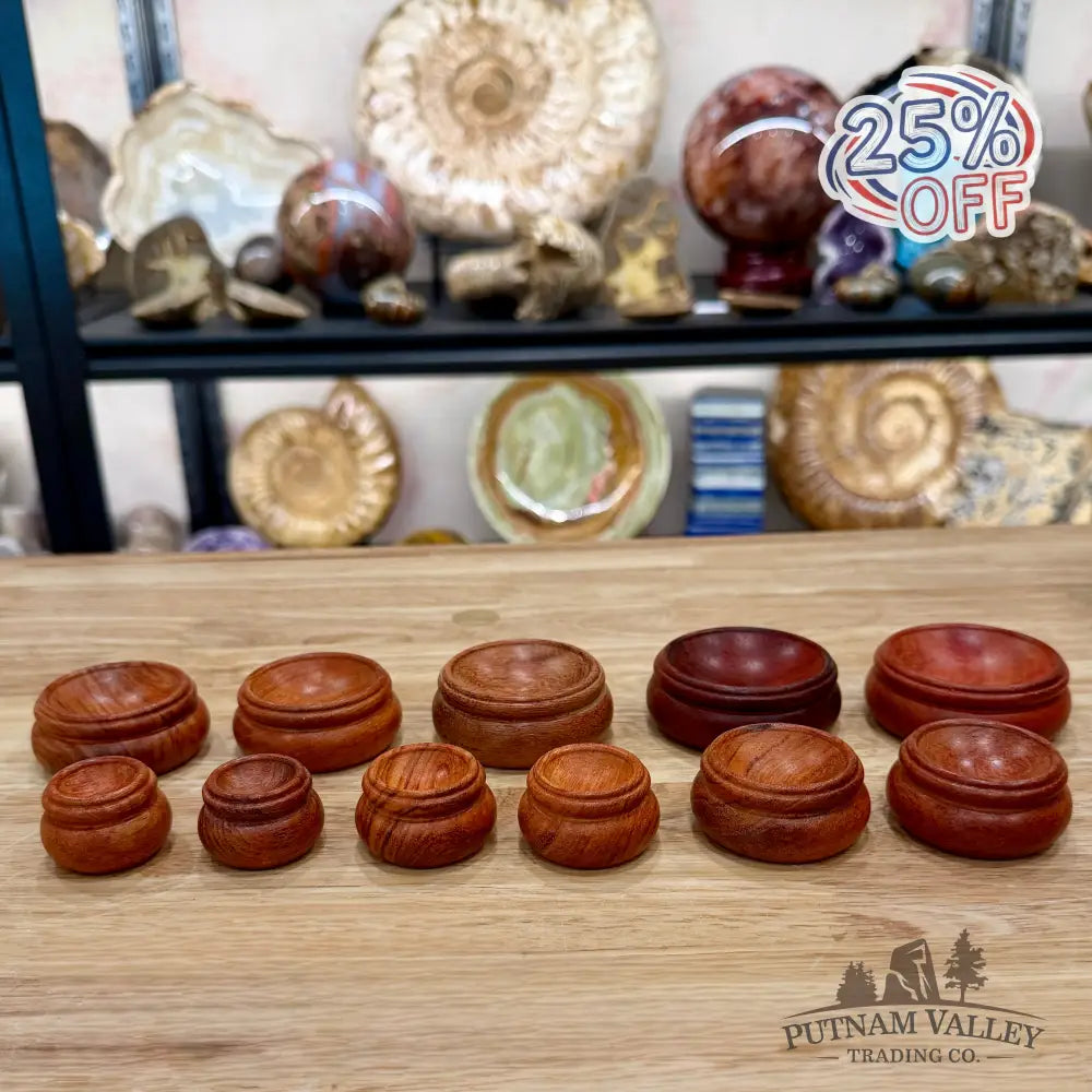Natural Wood Sphere Stand, Flat Base - 1.1’’ - Stands & Accessories