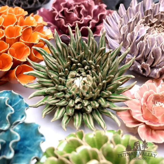 Ceramic Flower Wall Art Mum Olive 5 Accent