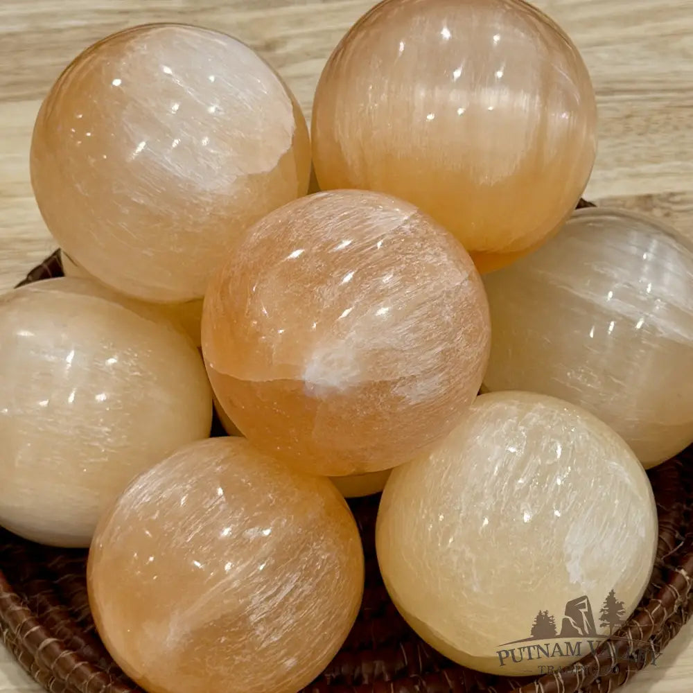 Peach Selenite Spheres | 2.75’’ - 3’’ - Sphere
