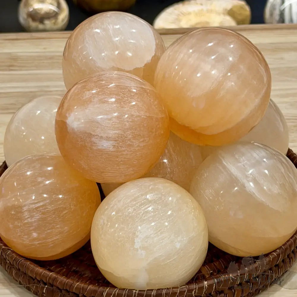 Peach Selenite Spheres | 2.75’’ - 3’’ - Sphere