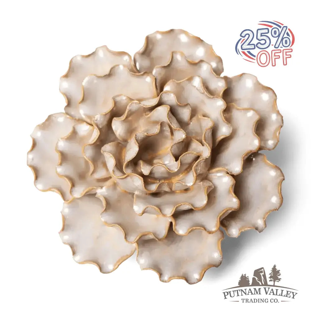 Ceramic Flower Wall Art Lettuce Pearl 6 Accent