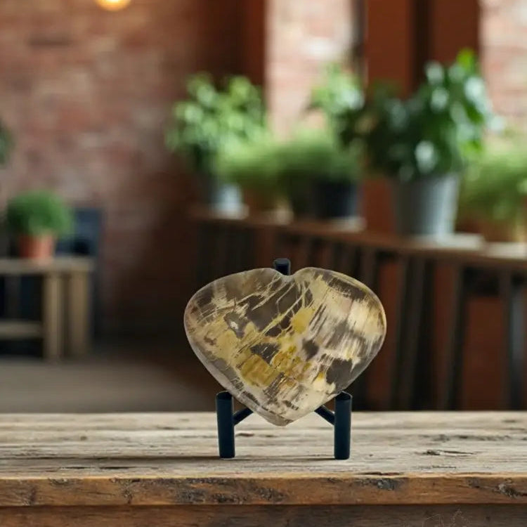 Petrified Wood Heart Accent