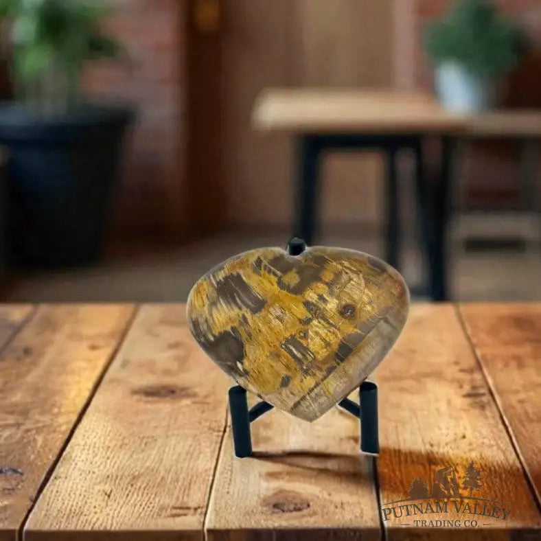 Petrified Wood Heart Accent