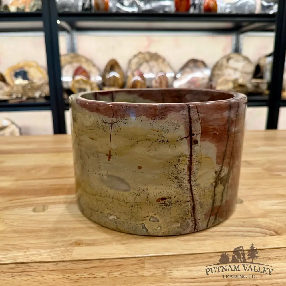 Pink Chinese Painting Stone Large Bowl Bowl