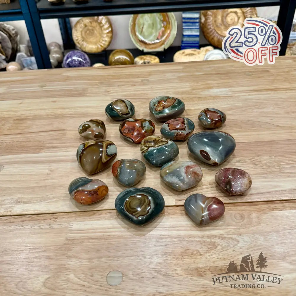 Polychrome Jasper Hearts | In Select Sizes - Heart