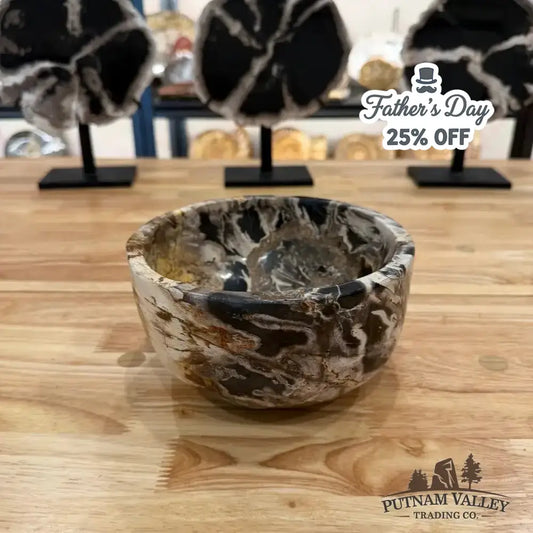 Real Indonesian Petrified Wood Rustic Bowl - Putnam Valley Trading Co.
