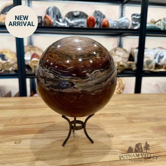 Red Chinese Painting Stone Sphere 7.71’’ Sphere