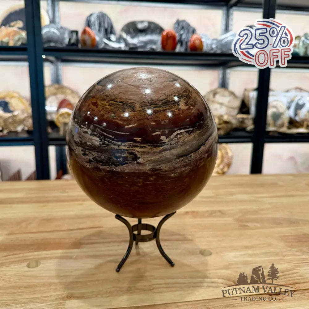 Red Chinese Painting Stone Sphere 7.71’’ Sphere