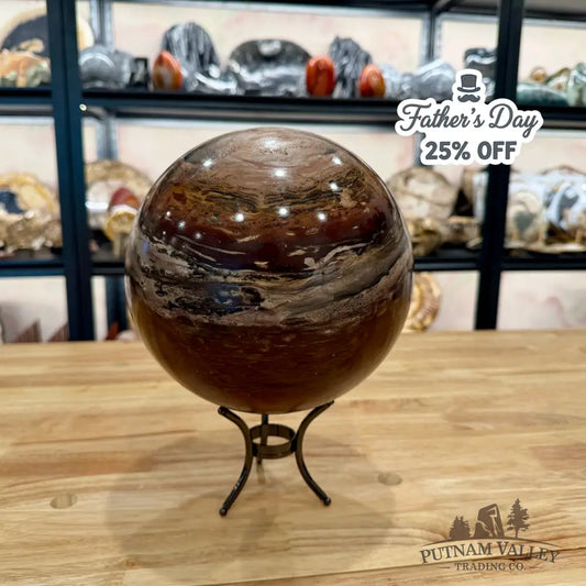 Red Chinese Painting Stone Sphere 7.71’’ Sphere