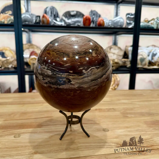 Red Chinese Painting Stone Sphere 7.71’’ Sphere