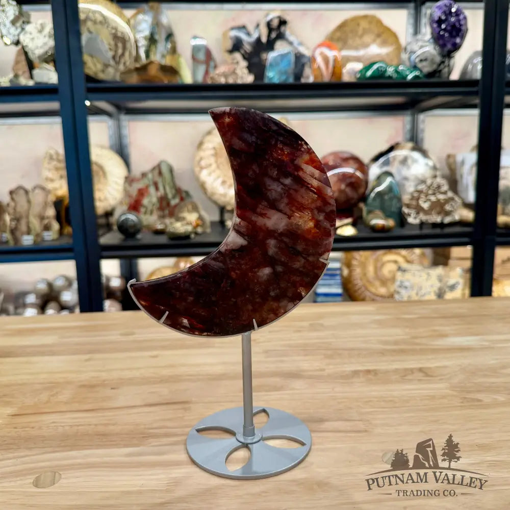 Red Fire Quartz Moon + Stand 10’’ - Moon