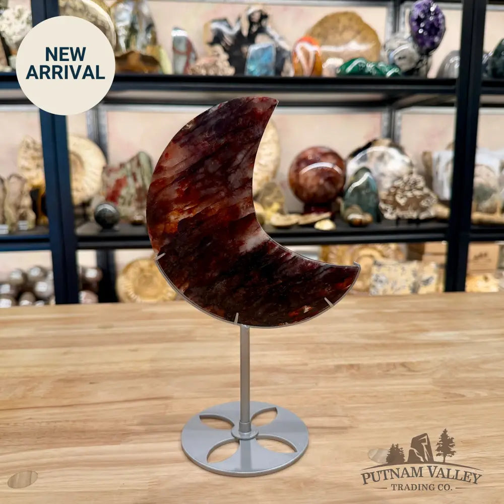 Red Fire Quartz Moon + Stand 10’’ - Moon