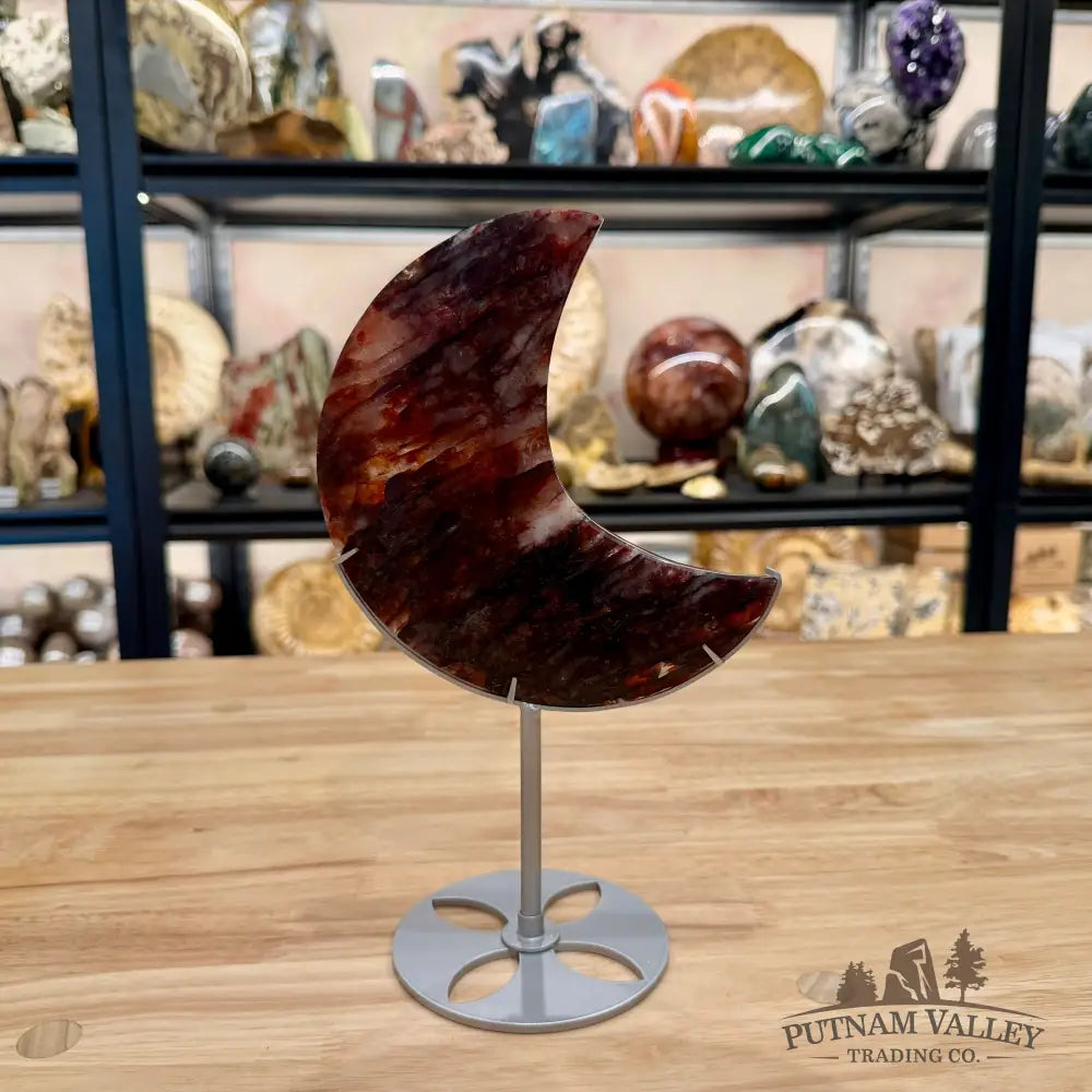 Red Fire Quartz Moon + Stand 10’’ - Moon