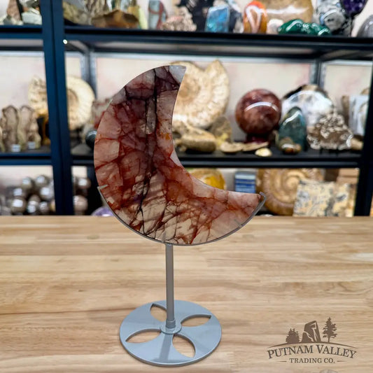 Red Fire Quartz Moon + Stand 9.75’’ - Moon