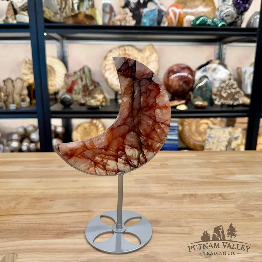 Red Fire Quartz Moon + Stand 9.75’’ - Moon