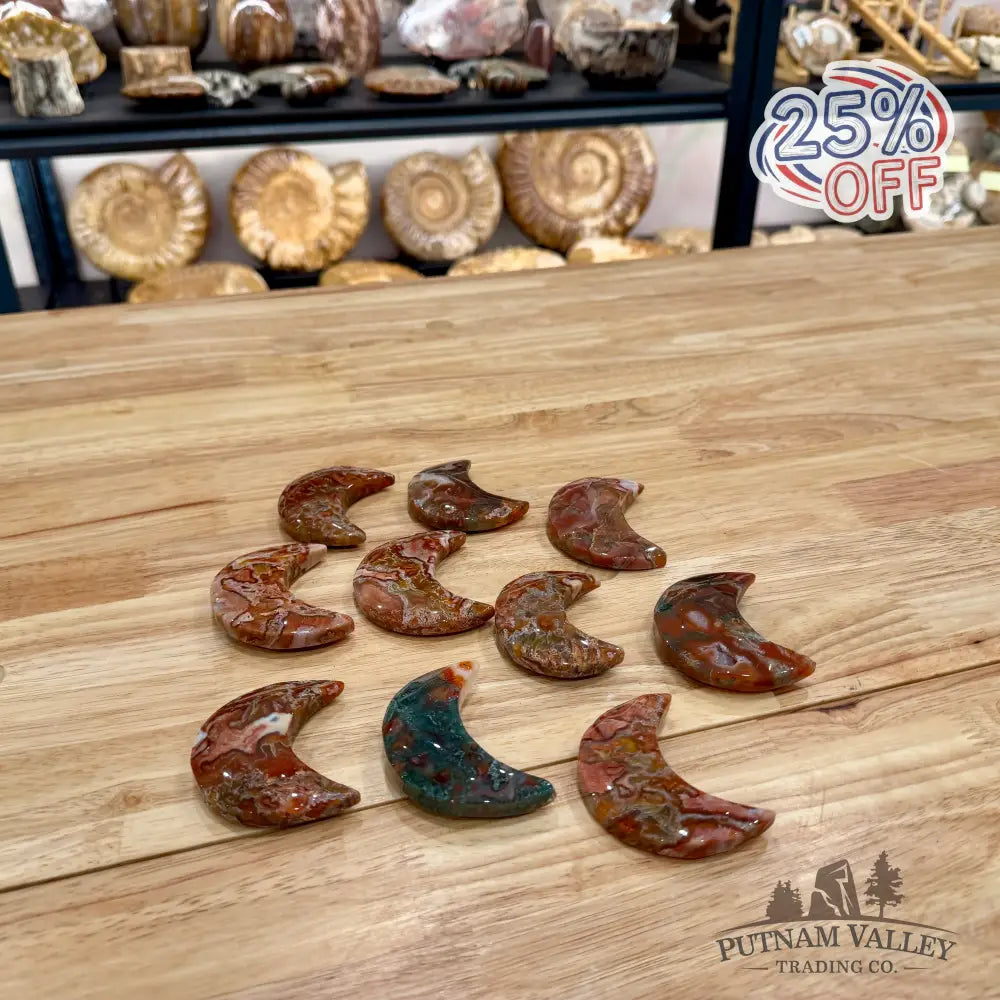 Red Moss Agate Moons Sculpture