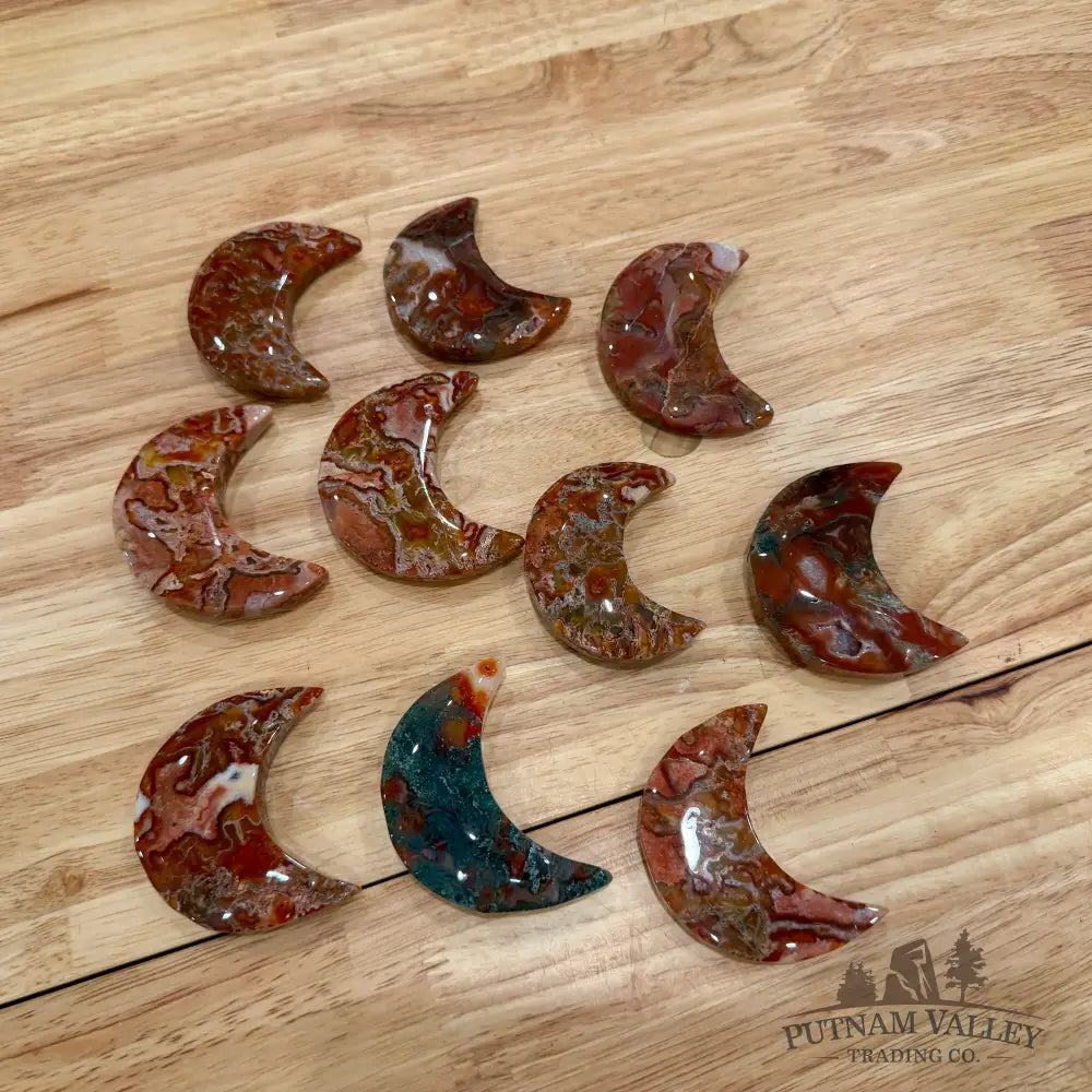 Red Moss Agate Moons Sculpture