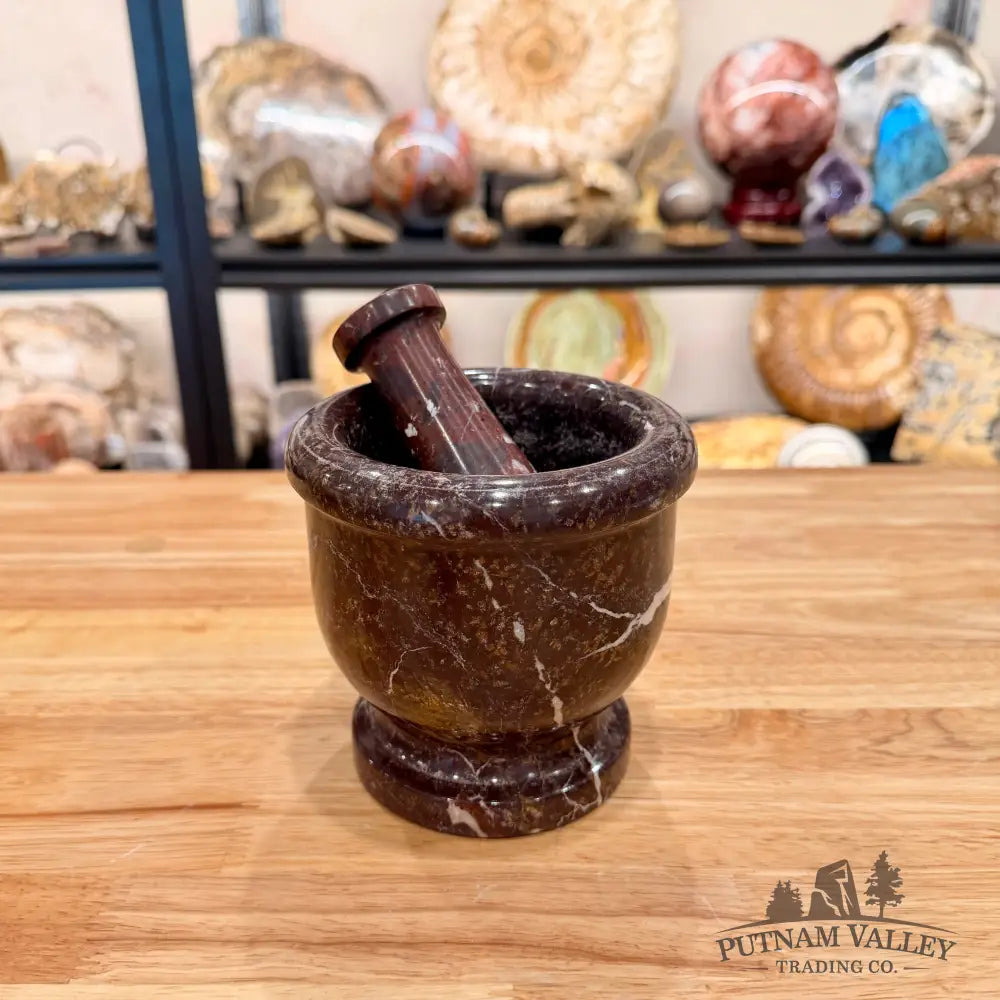 Red Zebra Marble Mortar & Pestle | In Select Sizes - Large - Bowl