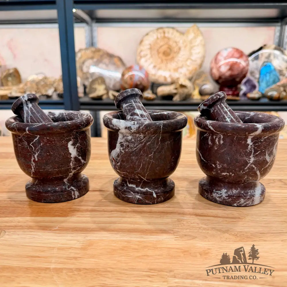 Red Zebra Marble Mortar & Pestle | In Select Sizes - Medium - Bowl