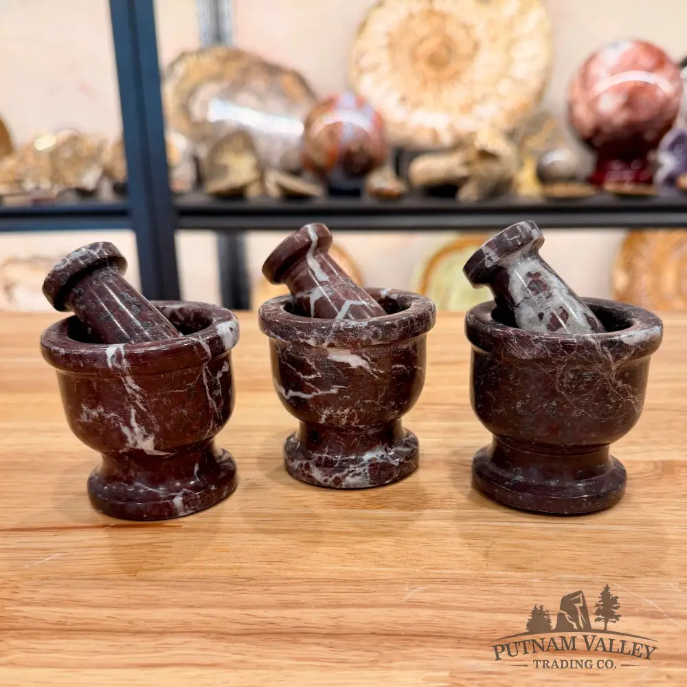 Red Zebra Marble Mortar & Pestle | In Select Sizes - Small - Bowl