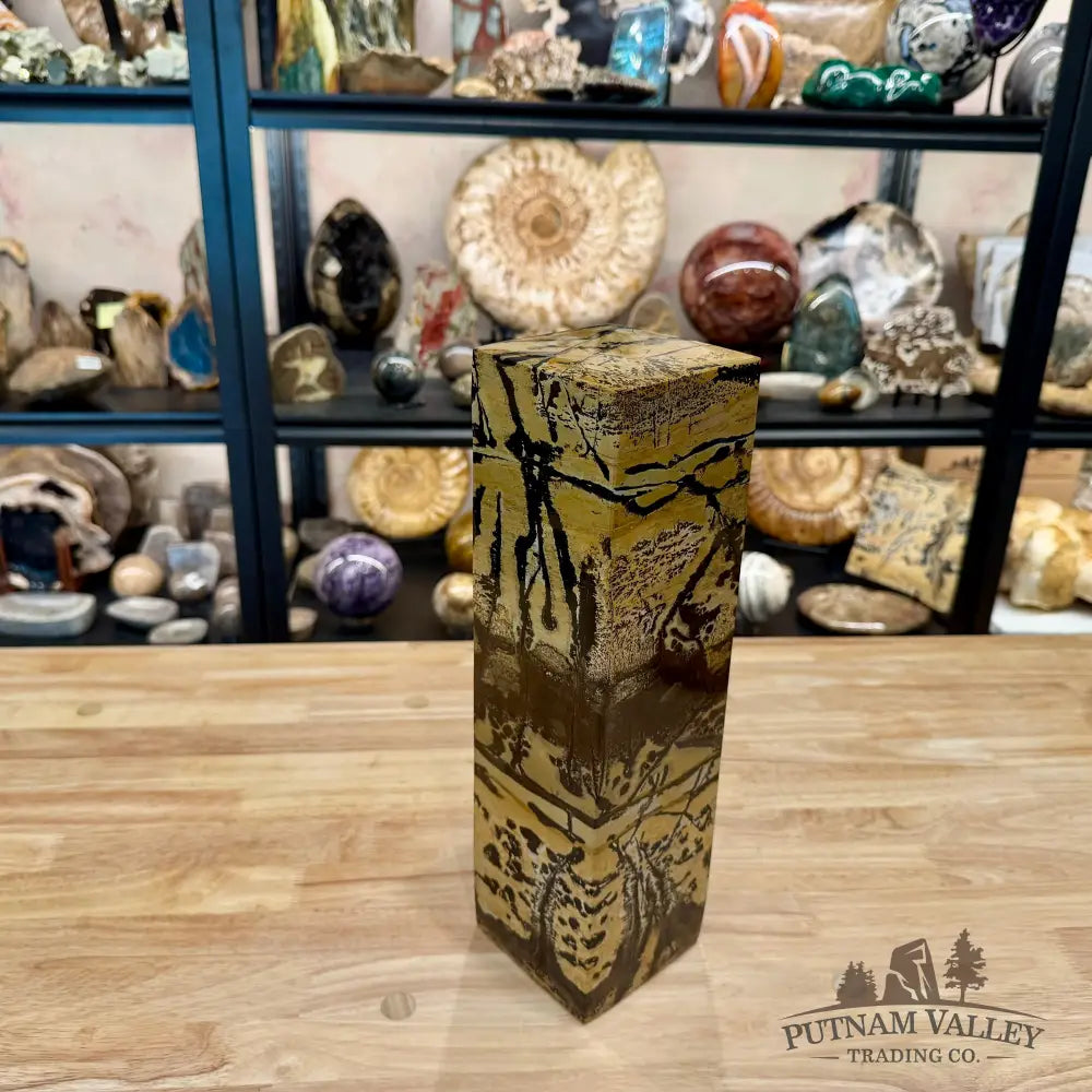 Reserve Chinese Picture Jasper Pillar Accent 13.75’’ | 18.52lb - Accent