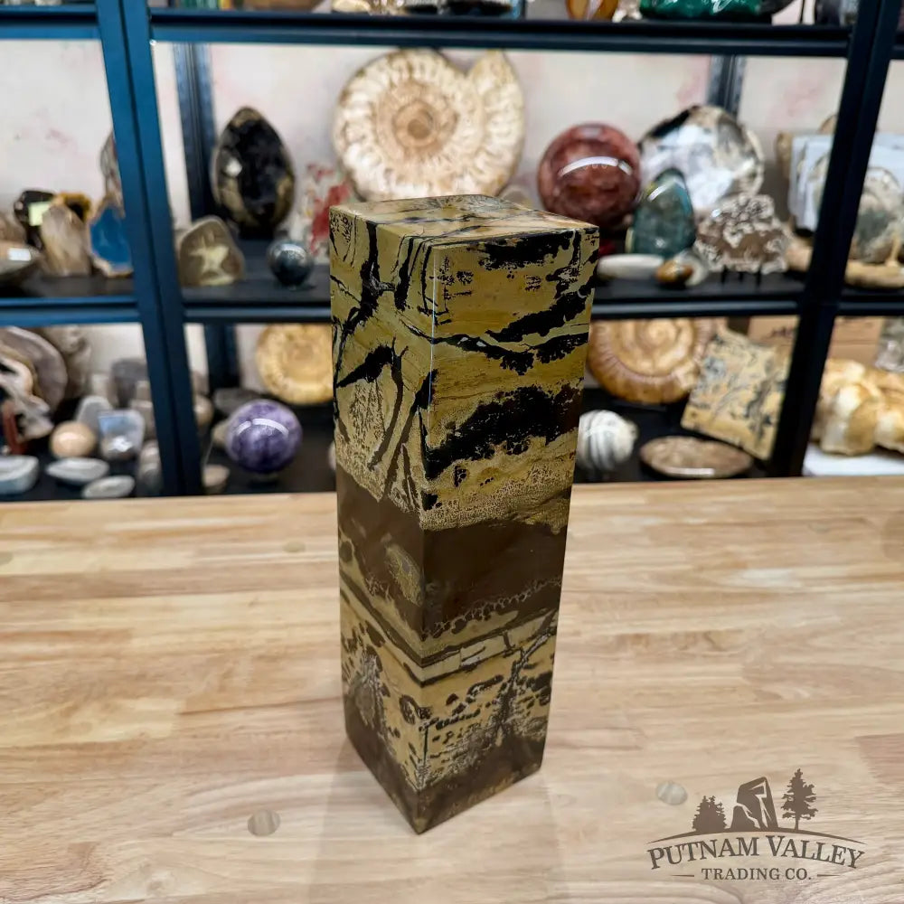 Reserve Chinese Picture Jasper Pillar Accent 13.75’’ | 18.52lb - Accent