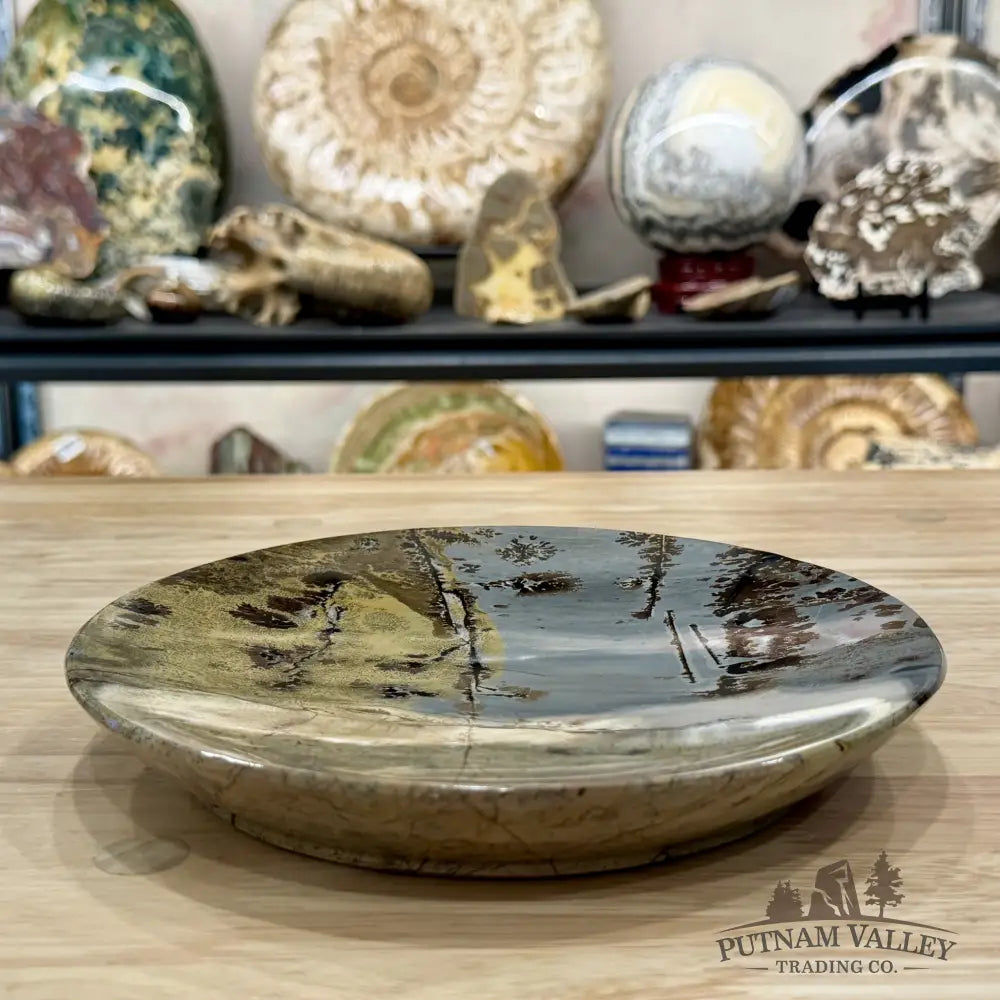 Reserve Chinese Picture Jasper Round Plate 8.21’’ - Plate