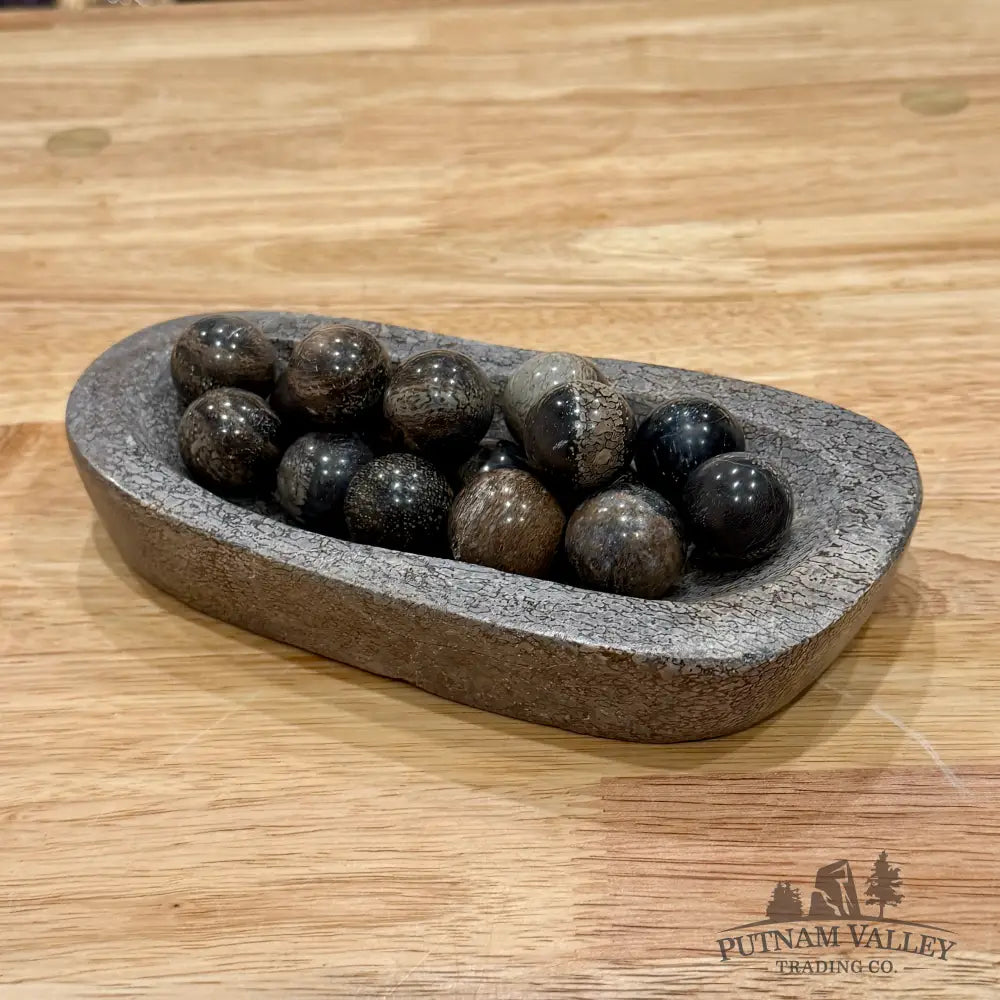 Reserve Fossilized Dinosaur Bone Bowl + Marbles - Fossil Bowl