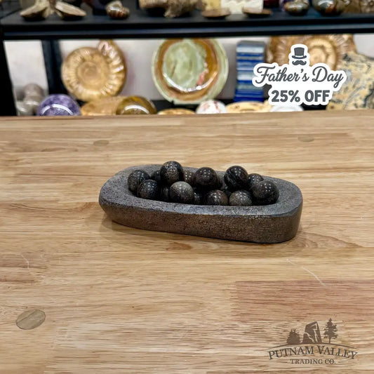Reserve Fossilized Dinosaur Bone Bowl + Marbles - Fossil Bowl