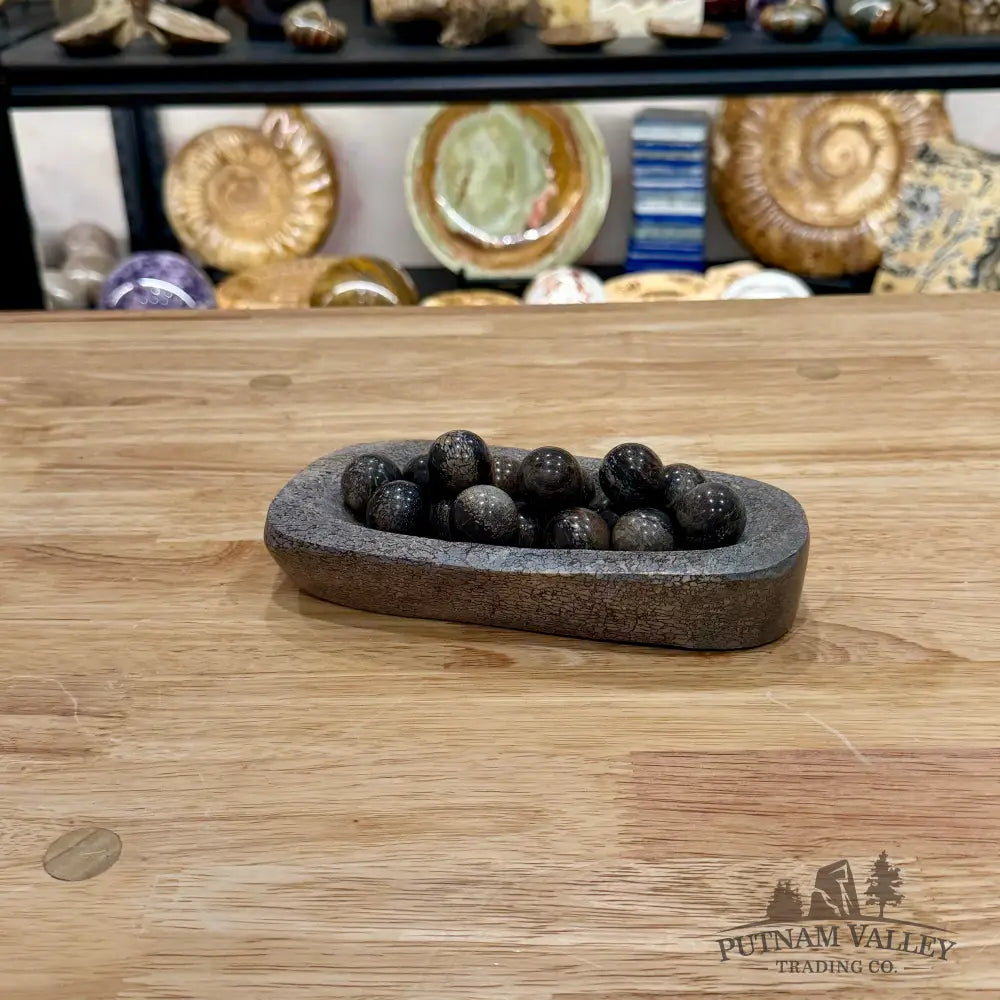 Reserve Fossilized Dinosaur Bone Bowl + Marbles - Fossil Bowl