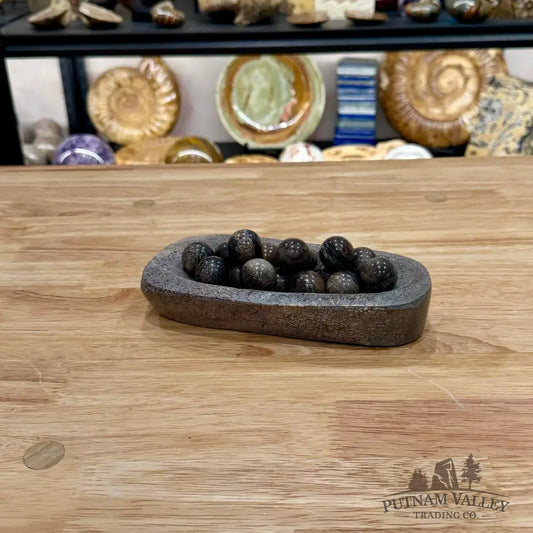 Reserve Fossilized Dinosaur Bone Bowl + Marbles - Fossil Bowl