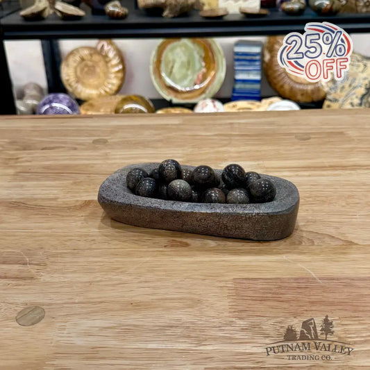 Reserve Fossilized Dinosaur Bone Bowl + Marbles - Fossil Bowl