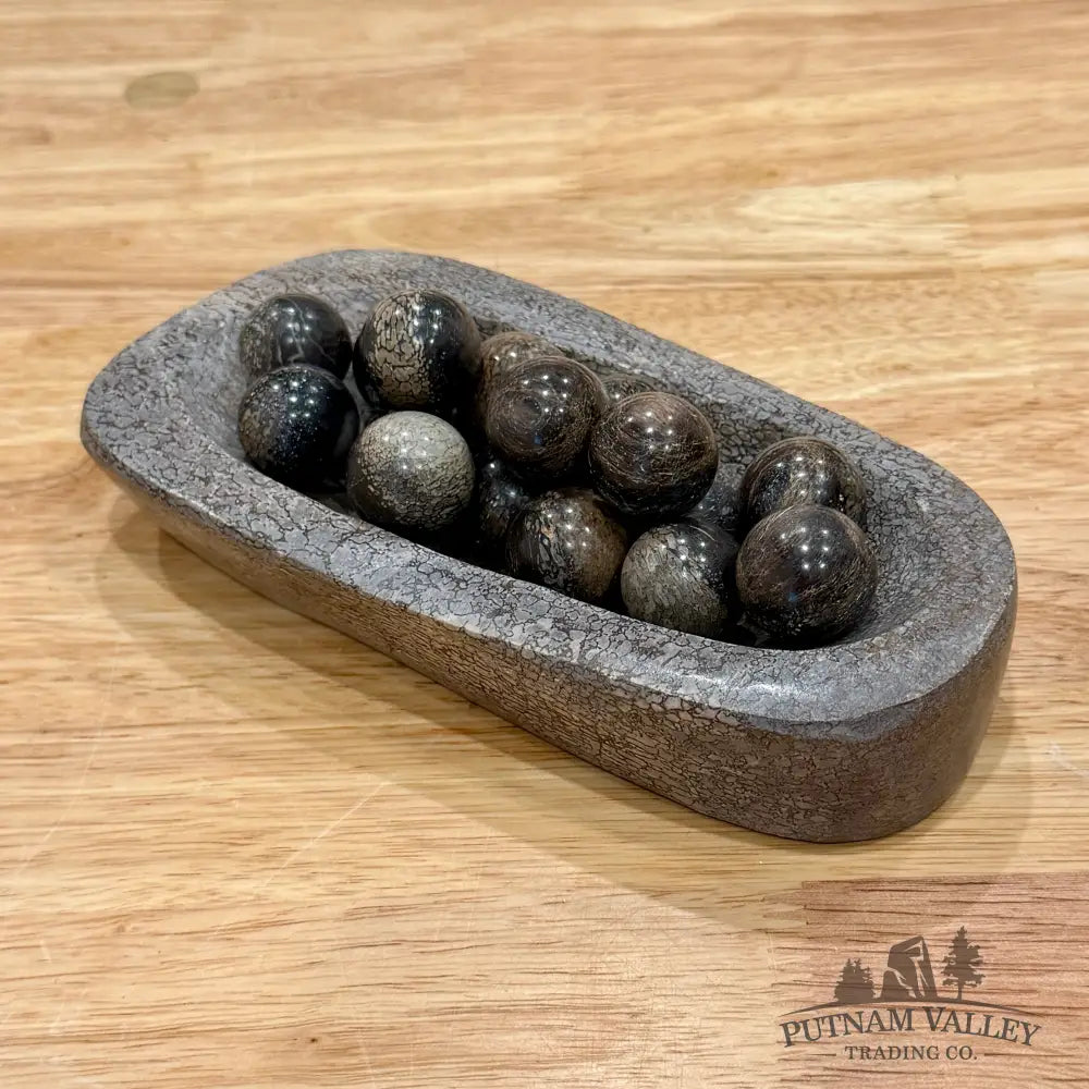Reserve Fossilized Dinosaur Bone Bowl + Marbles - Fossil Bowl