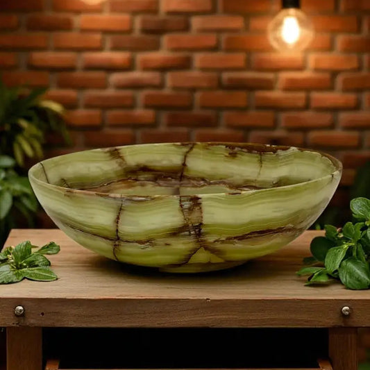 Green Banded Calcite Bowl 12’’ Bowl