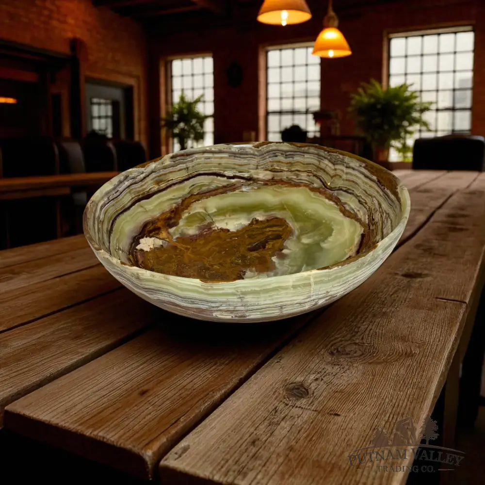 Green Banded Calcite Bowl 12’’ Bowl