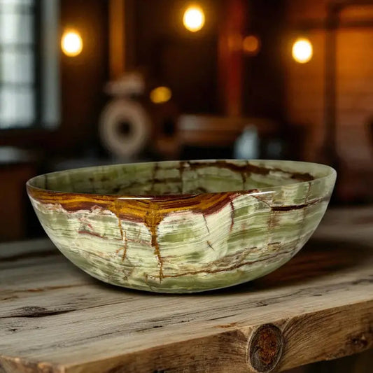Green Banded Calcite Bowl 12’’ Bowl