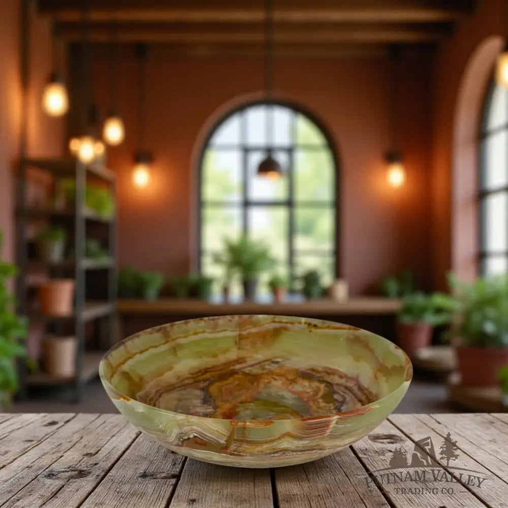 Green Banded Calcite Bowl 12’’ Bowl