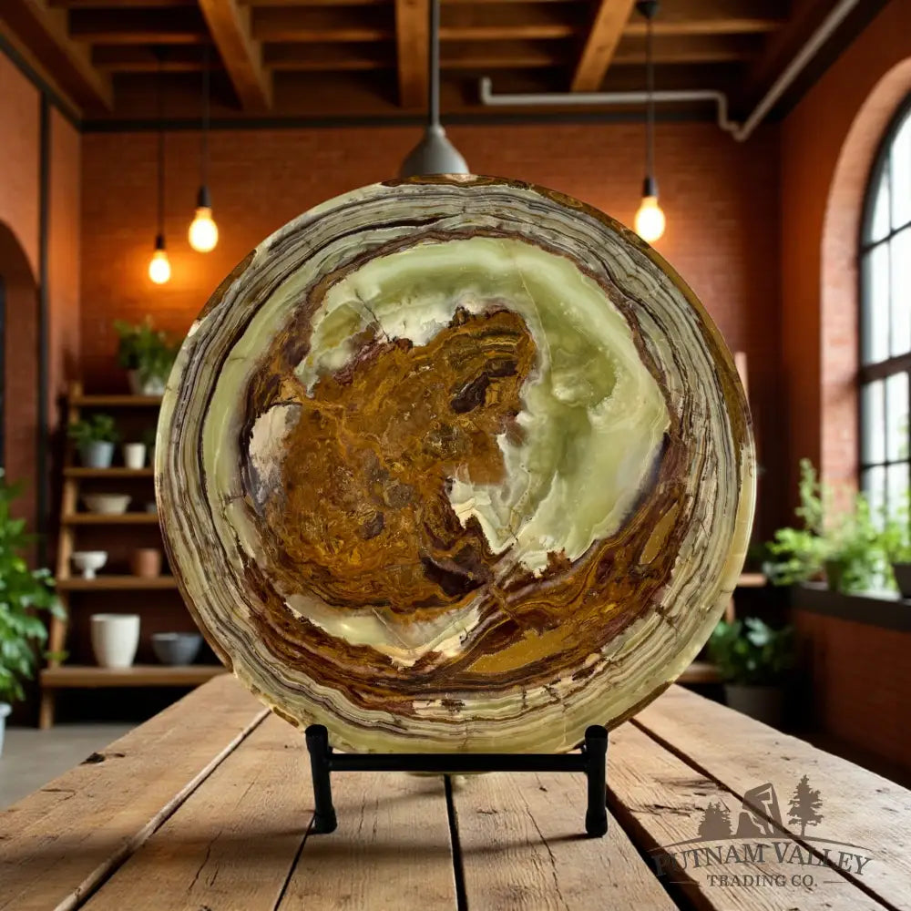 Green Banded Calcite Bowl 12’’ Bowl