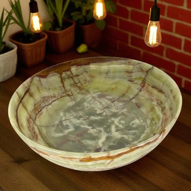 Green Banded Calcite Bowl 12’’ Bowl