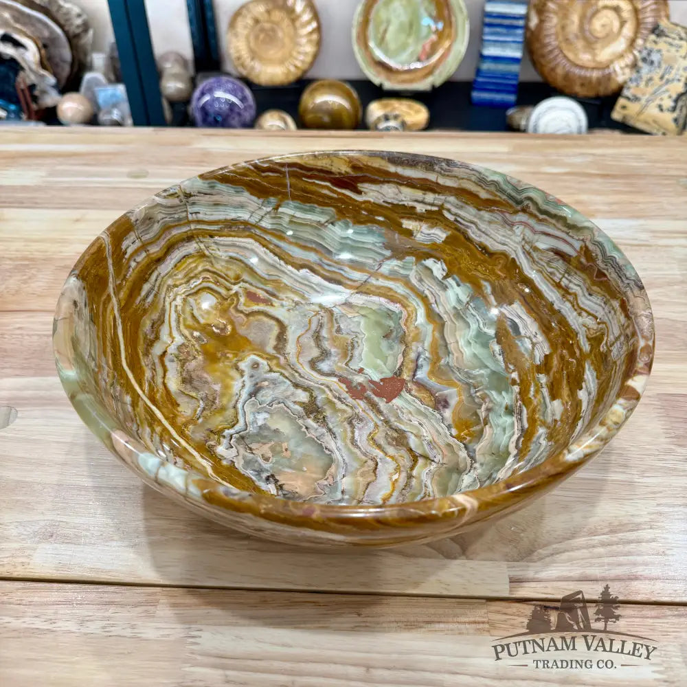 Reserve Green Banded Calcite Bowl 12’’ - Bowl