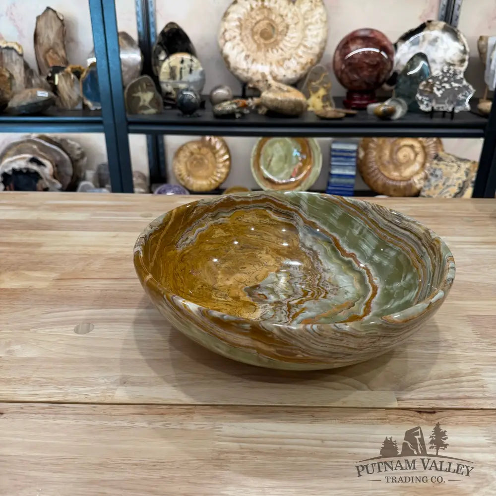 Reserve Green Banded Calcite Bowl 12’’ - Bowl