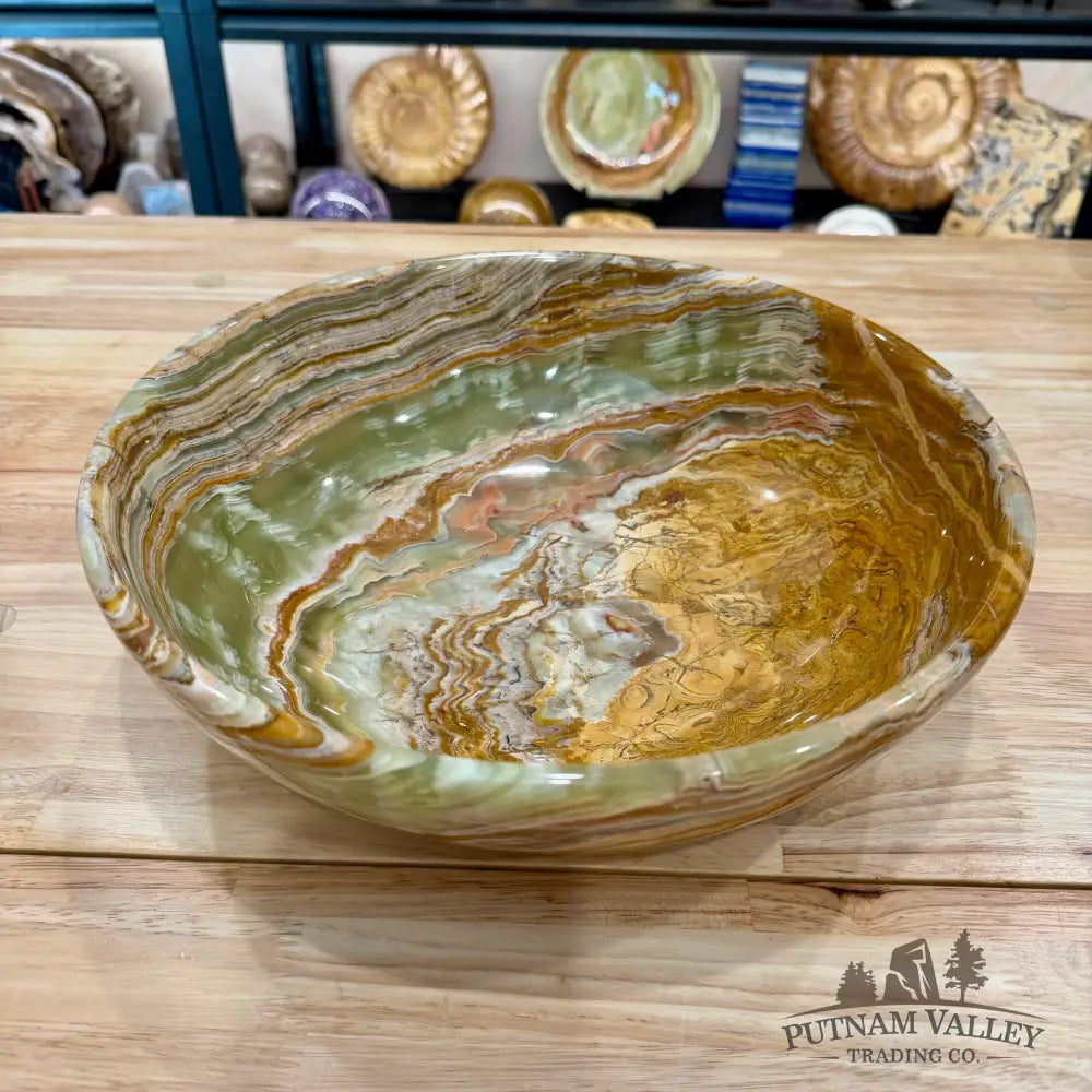 Reserve Green Banded Calcite Bowl 12’’ - Bowl